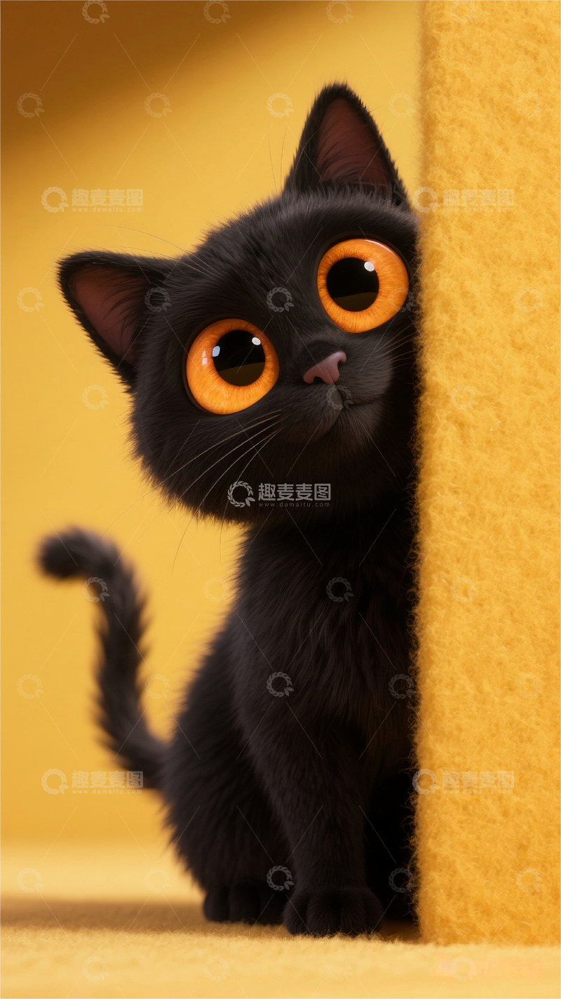 高清大图下载【趣麦麦图】白猫黑猫猫咪宠物可爱卡通高清壁纸3