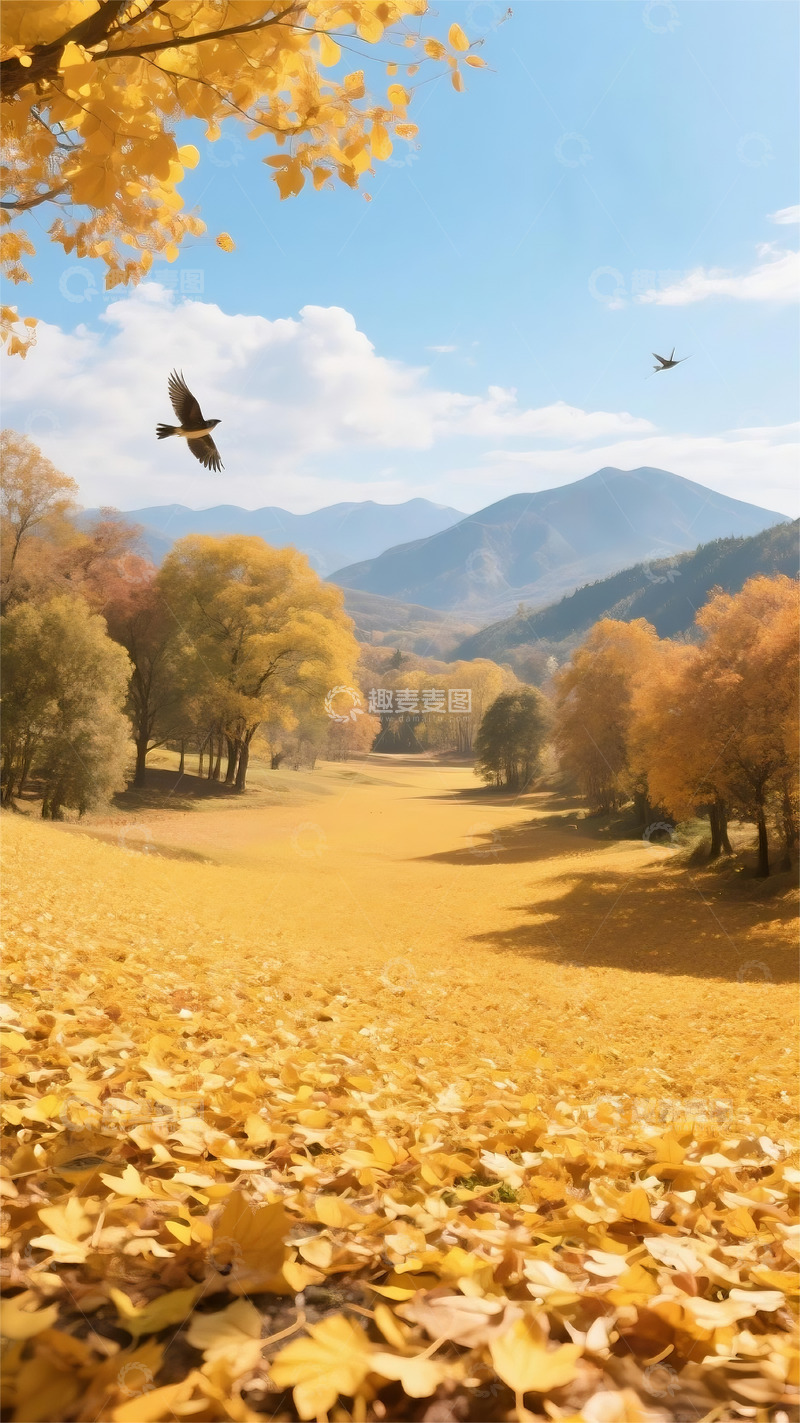 高清大图下载【趣麦麦图】秋天立秋节气树叶秋收场景高清壁纸4