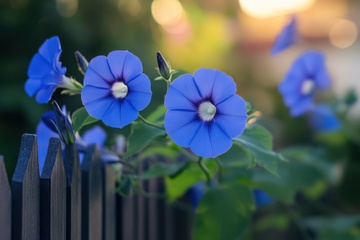 篱笆上缠绕的喇叭花