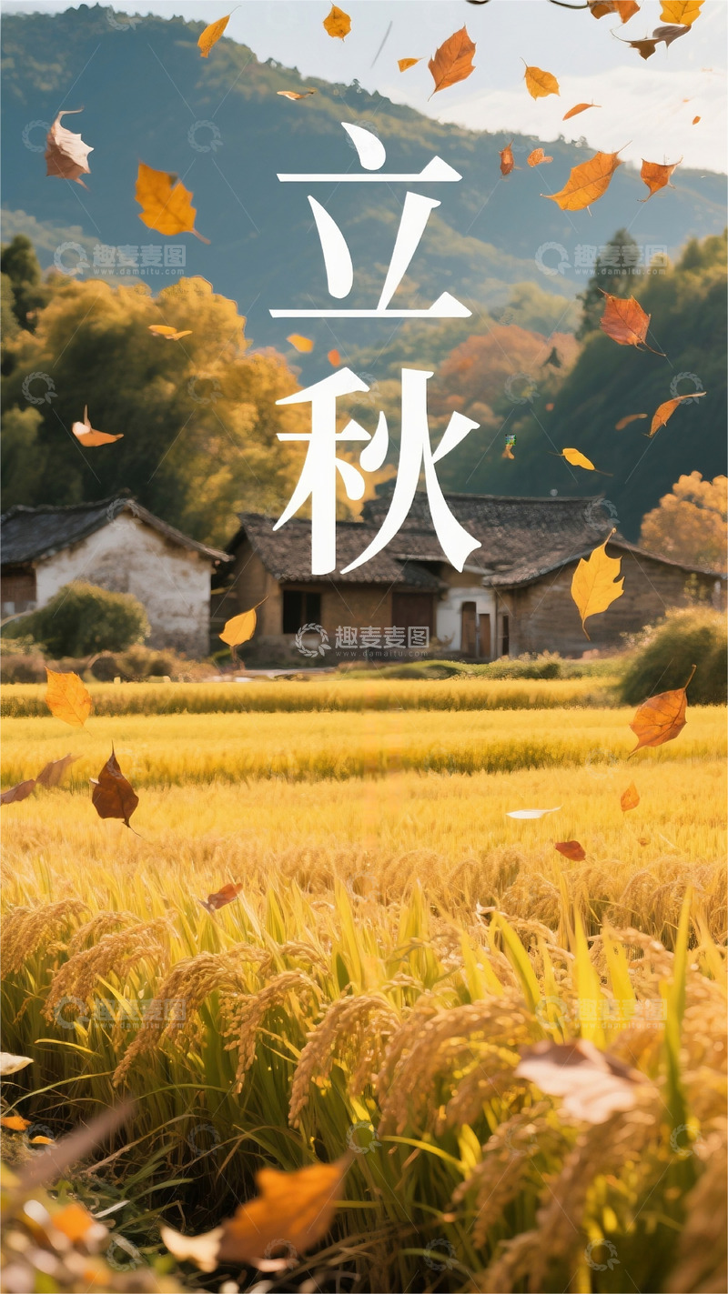 高清大图下载【趣麦麦图】秋天立秋节气树叶秋收场景高清壁纸5