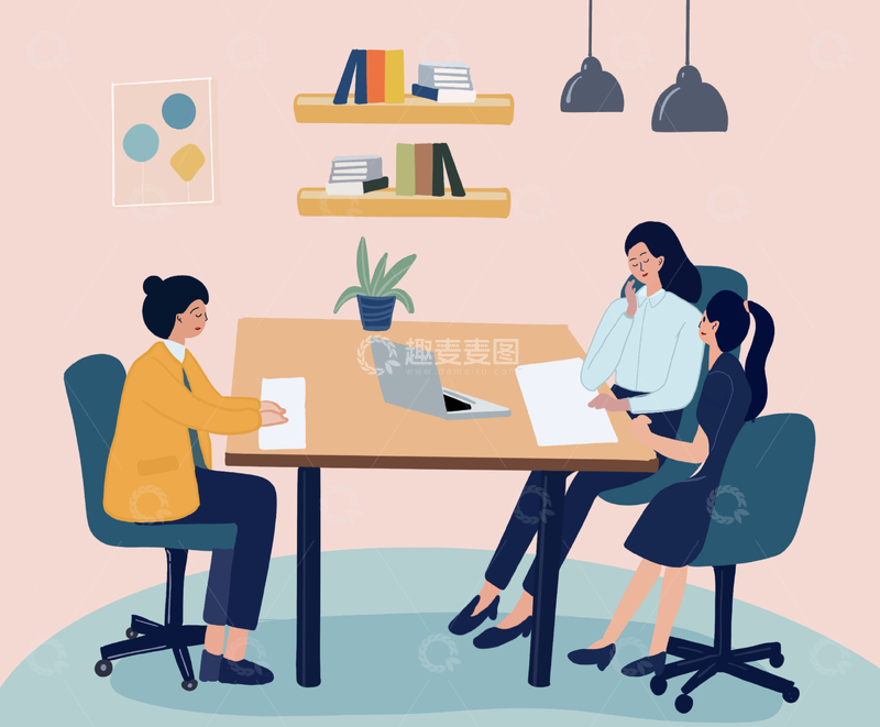办公室聊天商业插画