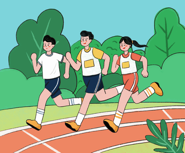 新学期操场奔跑的学生插画