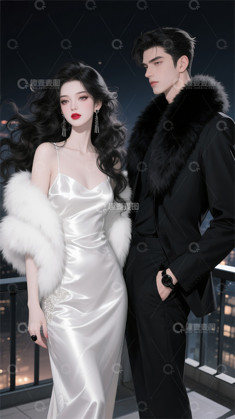 高清大图下载【趣麦麦图】小说封面情侣千金少爷夜景壁纸2