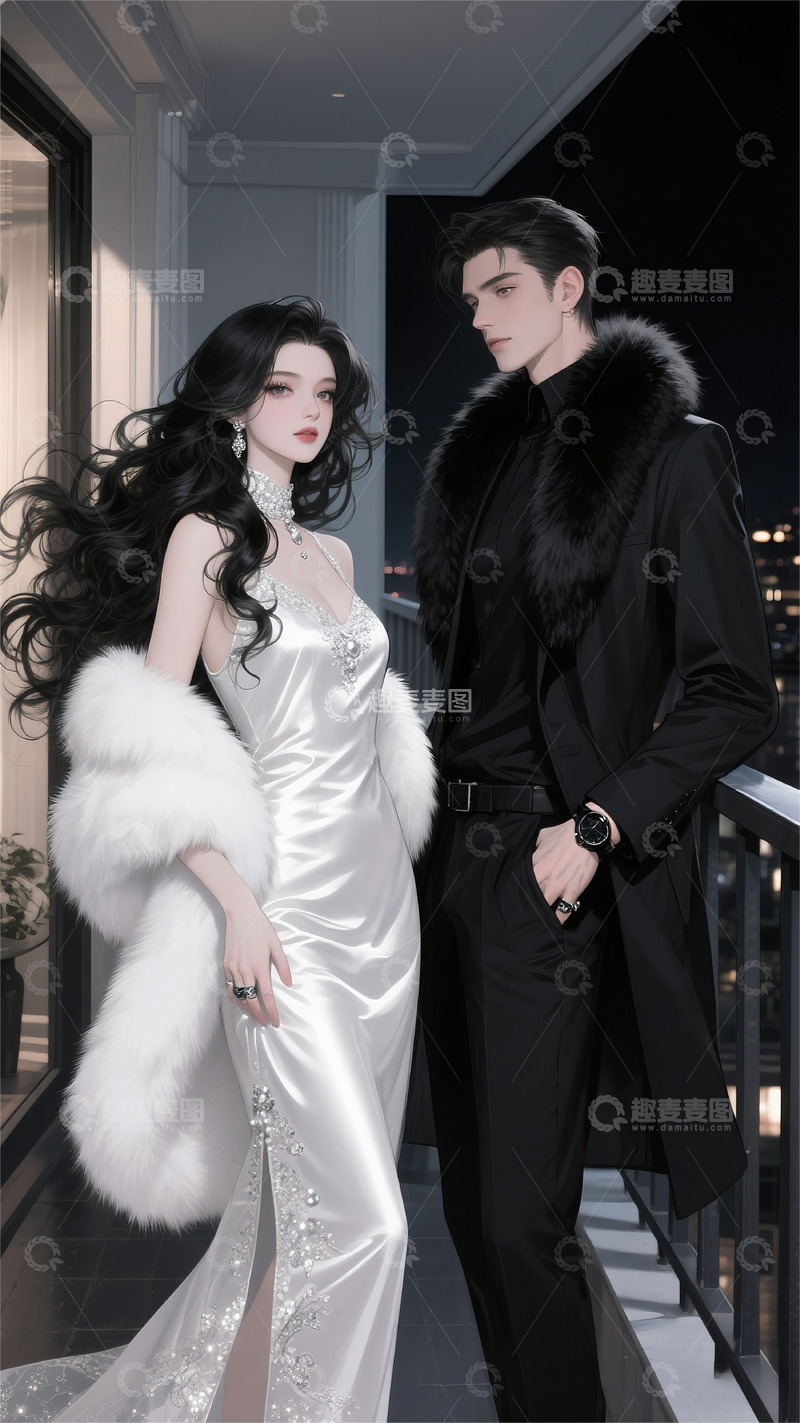 高清大图下载【趣麦麦图】小说封面情侣千金少爷夜景壁纸1