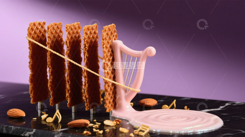 高清大图下载【趣麦麦图】音乐主题华夫饼创意甜点4