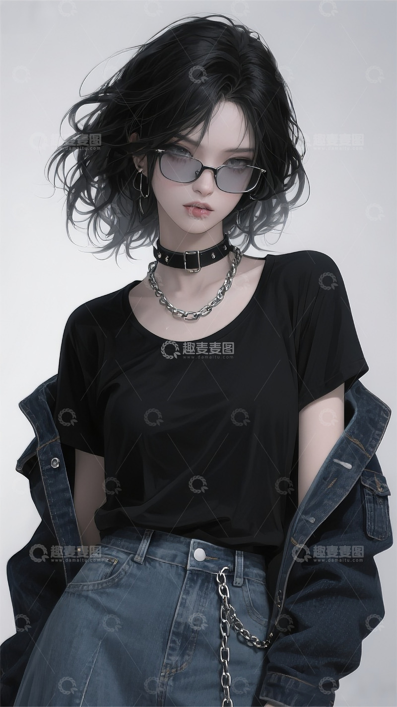 高清大图下载【趣麦麦图】女孩浪漫唯美古风厚涂手绘插画8