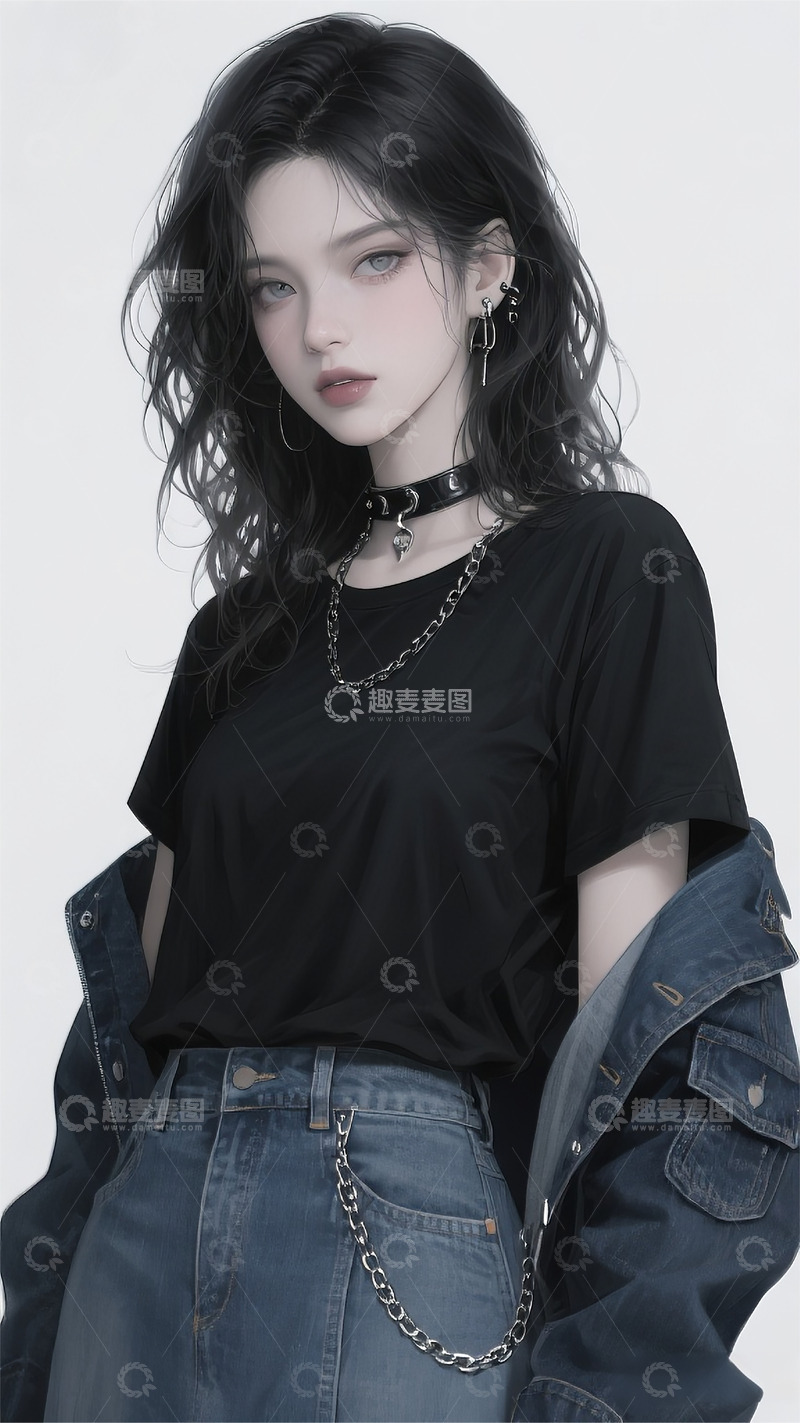 高清大图下载【趣麦麦图】女孩浪漫唯美古风厚涂手绘插画6