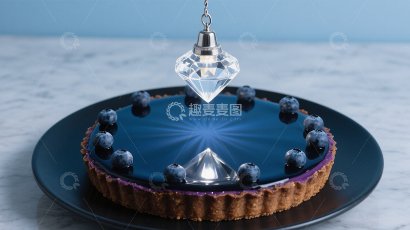 高清大图下载【趣麦麦图】钻石灯下的蓝莓镜面挞1