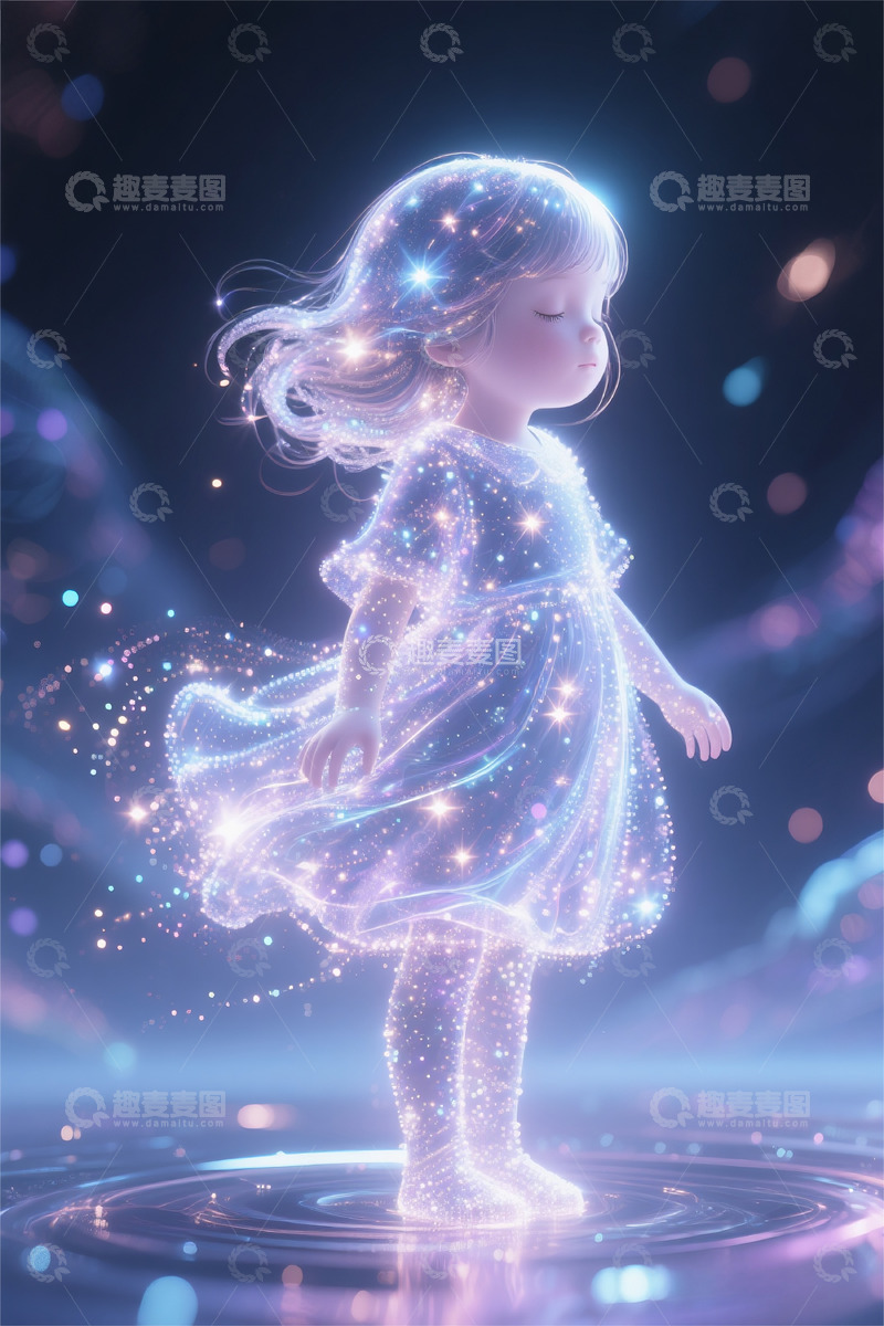 高清大图下载【趣麦麦图】女孩浪漫唯美古风插画素材科幻2