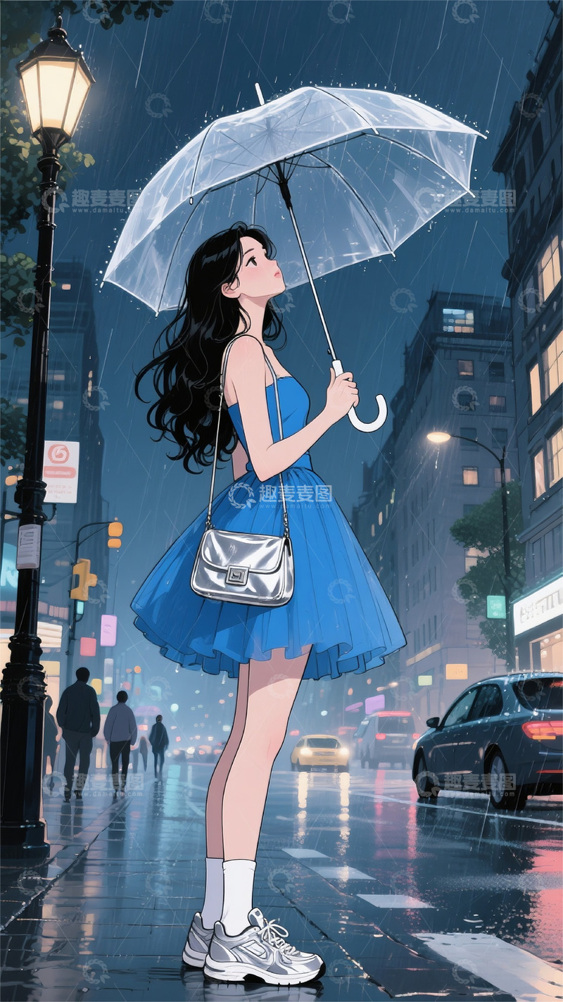 高清大图下载【趣麦麦图】女孩浪漫唯美古风插画素材1