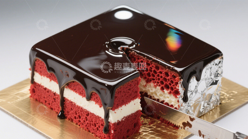 高清大图下载【趣麦麦图】巧克力淋面红丝绒蜂巢蛋糕3
