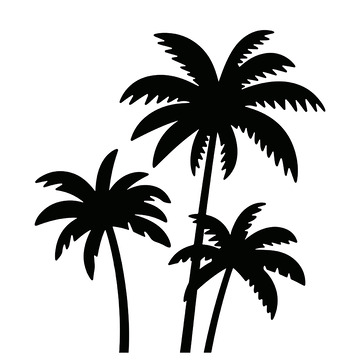 热带棕榈树剪影图标