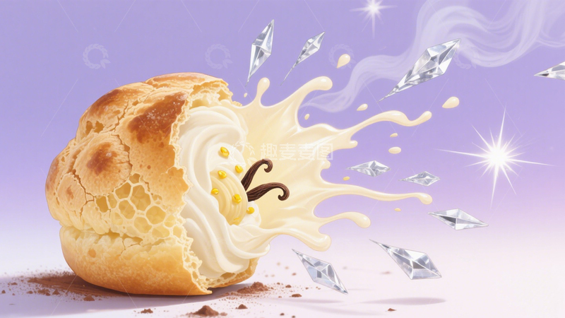 高清大图下载【趣麦麦图】爆浆香草奶油泡芙创意甜点4