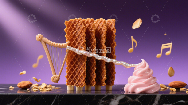 高清大图下载【趣麦麦图】音乐主题华夫饼创意甜点2