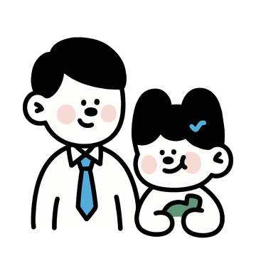 温馨卡通父女形象