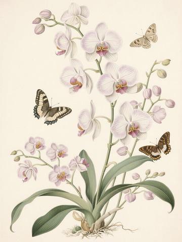 蝴蝶兰花卉蝴蝶插画