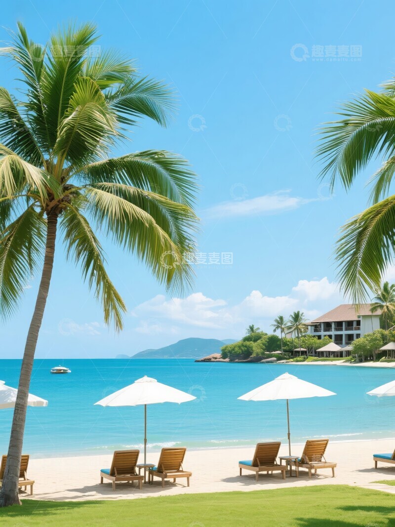 高清大图下载【趣麦麦图】热带海滩上的休闲玩乐区