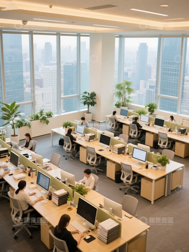 高清大图下载【趣麦麦图】现代化办公室内部布局