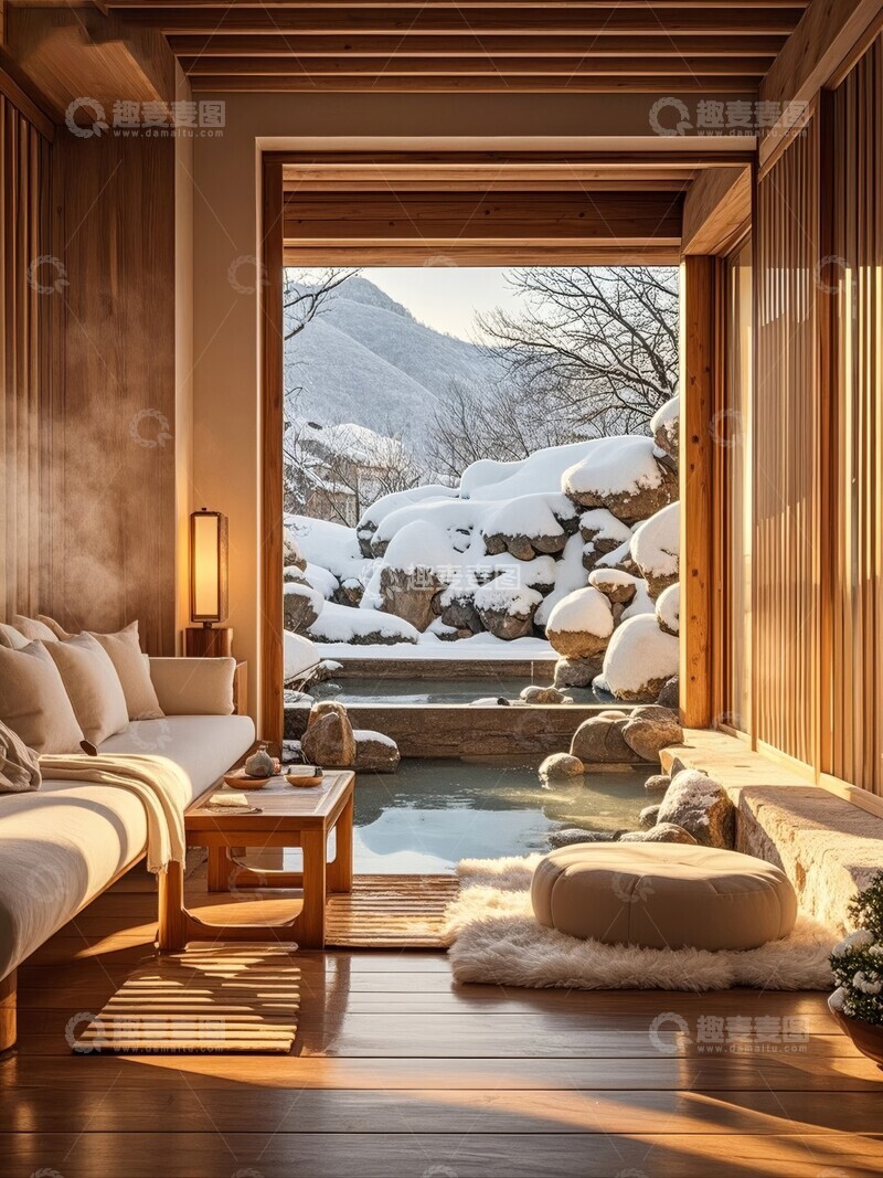 高清大图下载【趣麦麦图】雪景中的温泉酒店室内装修