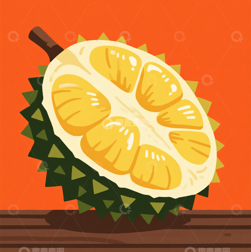 榴莲果实手绘卡通3