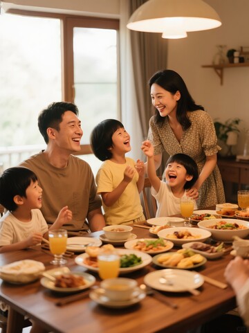 家庭聚餐共享美食时光