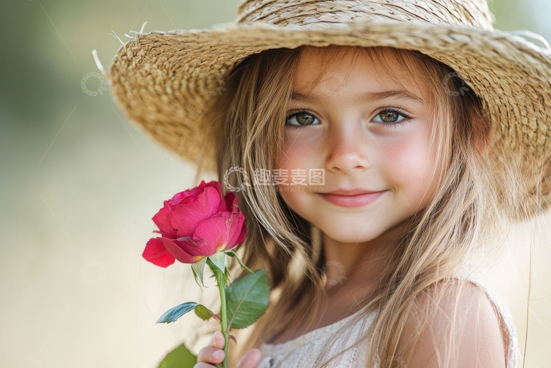 高清大图下载【趣麦麦图】拿着玫瑰花的女孩