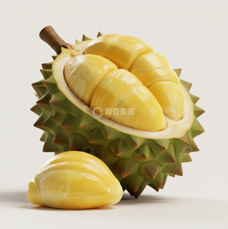 高清大图下载【趣麦麦图】榴莲果实手绘卡通4