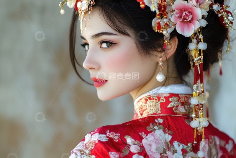 高清大图下载【趣麦麦图】穿着婚服的新娘