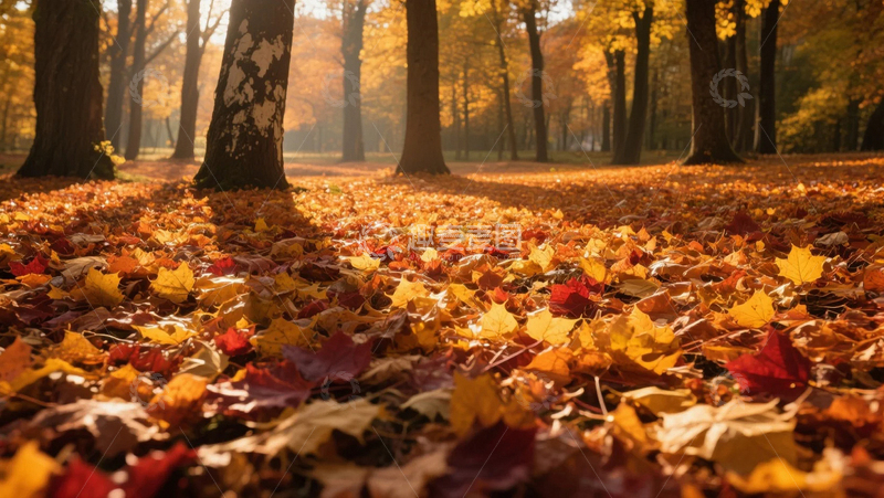 高清大图下载【趣麦麦图】秋天的落叶与阳光03