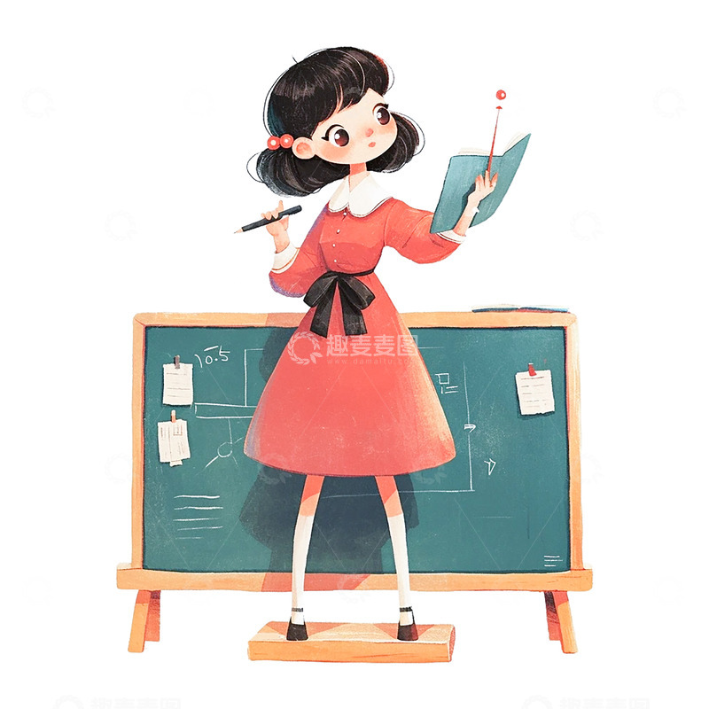 高清大图下载【趣麦麦图】卡通手绘讲师上课免扣元素