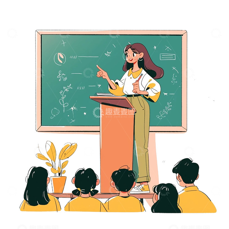 高清大图下载【趣麦麦图】卡通手绘老师讲课免抠元素