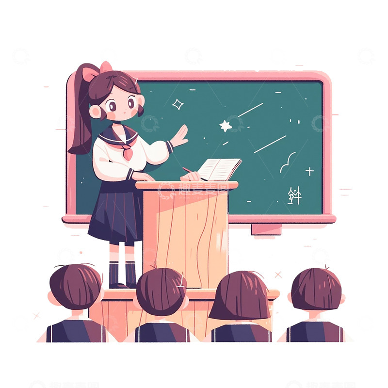 高清大图下载【趣麦麦图】卡通手绘讲师上课免扣元素9