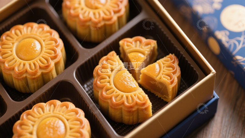 高清大图下载【趣麦麦图】中秋蛋黄月饼