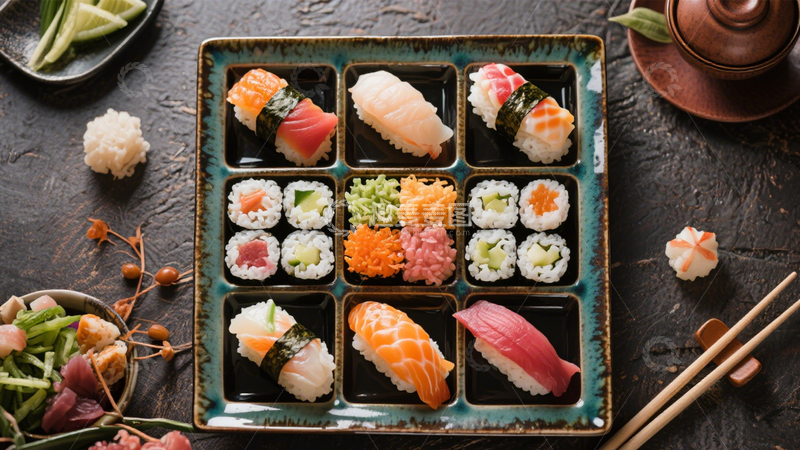 高清大图下载【趣麦麦图】日式美味多样寿司拼盘2