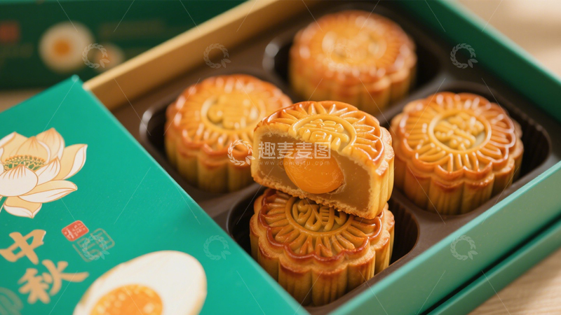 高清大图下载【趣麦麦图】中秋蛋黄月饼2