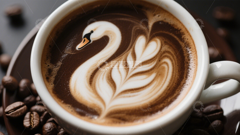 高清大图下载【趣麦麦图】天鹅拉花咖啡2