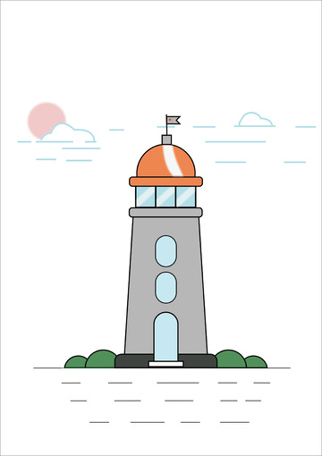 灯塔 手绘 素材