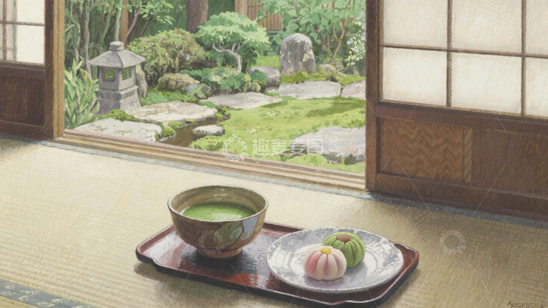 高清大图下载【趣麦麦图】-日式抹茶茶点1