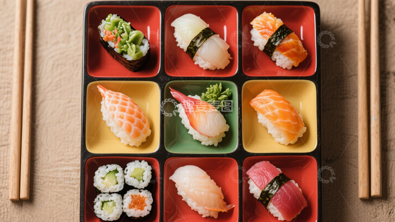 高清大图下载【趣麦麦图】日式美味多样寿司拼盘3