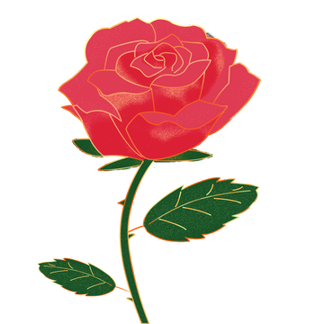 国潮风金粉情人节七夕手绘玫瑰蔷薇