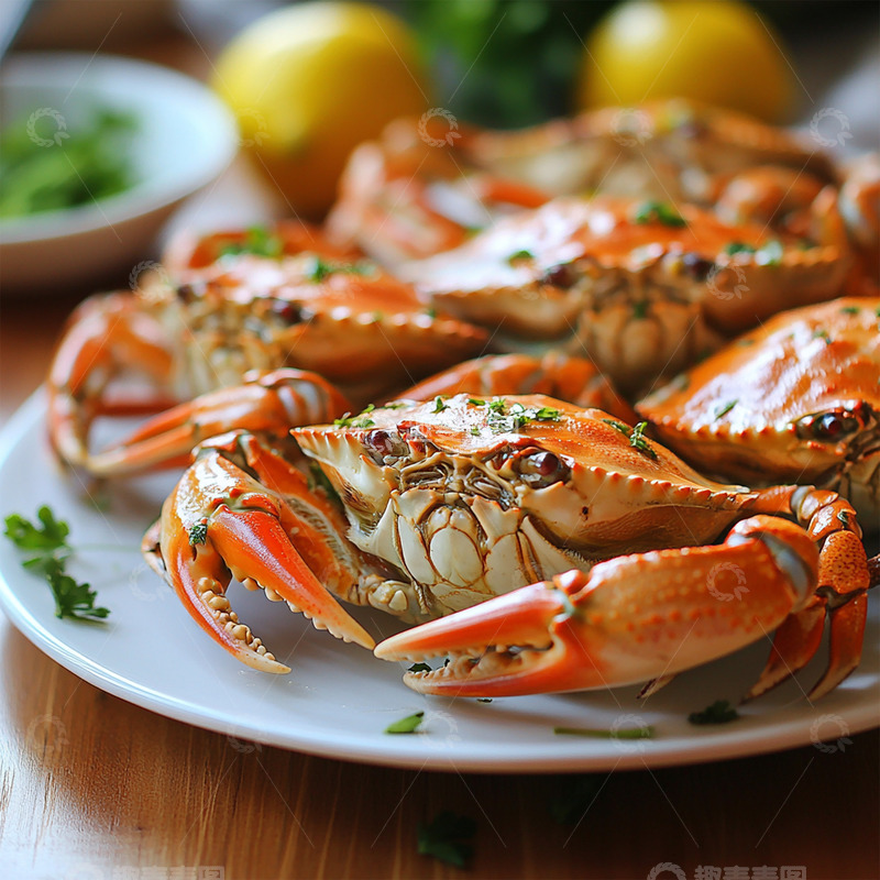 高清大图下载【趣麦麦图】一盘美味大闸蟹