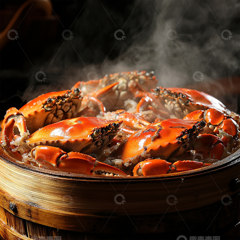 高清大图下载【趣麦麦图】一笼蒸熟的大闸蟹2