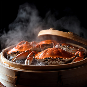 一笼蒸熟的大闸蟹