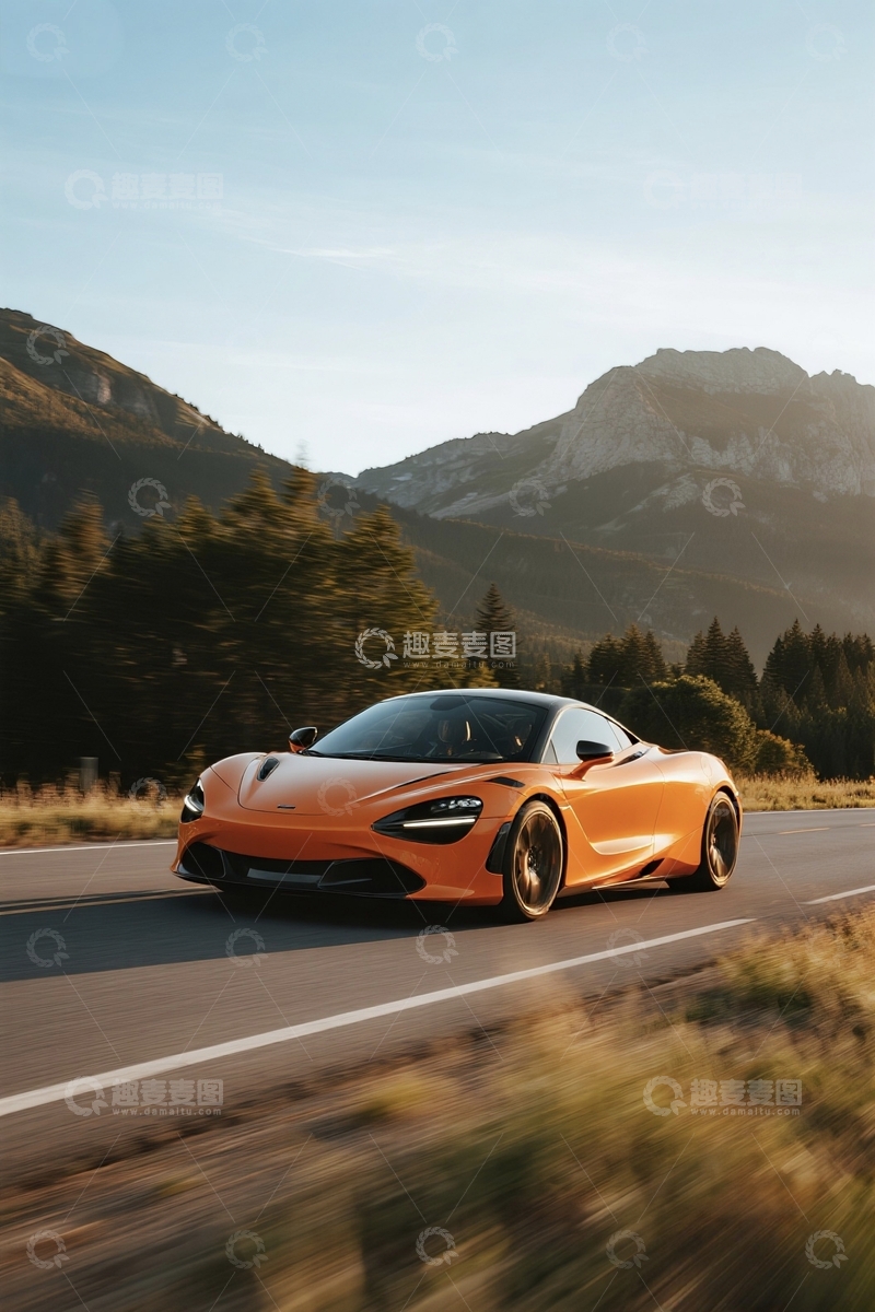 高清大图下载【趣麦麦图】走在山间的跑车风景背景