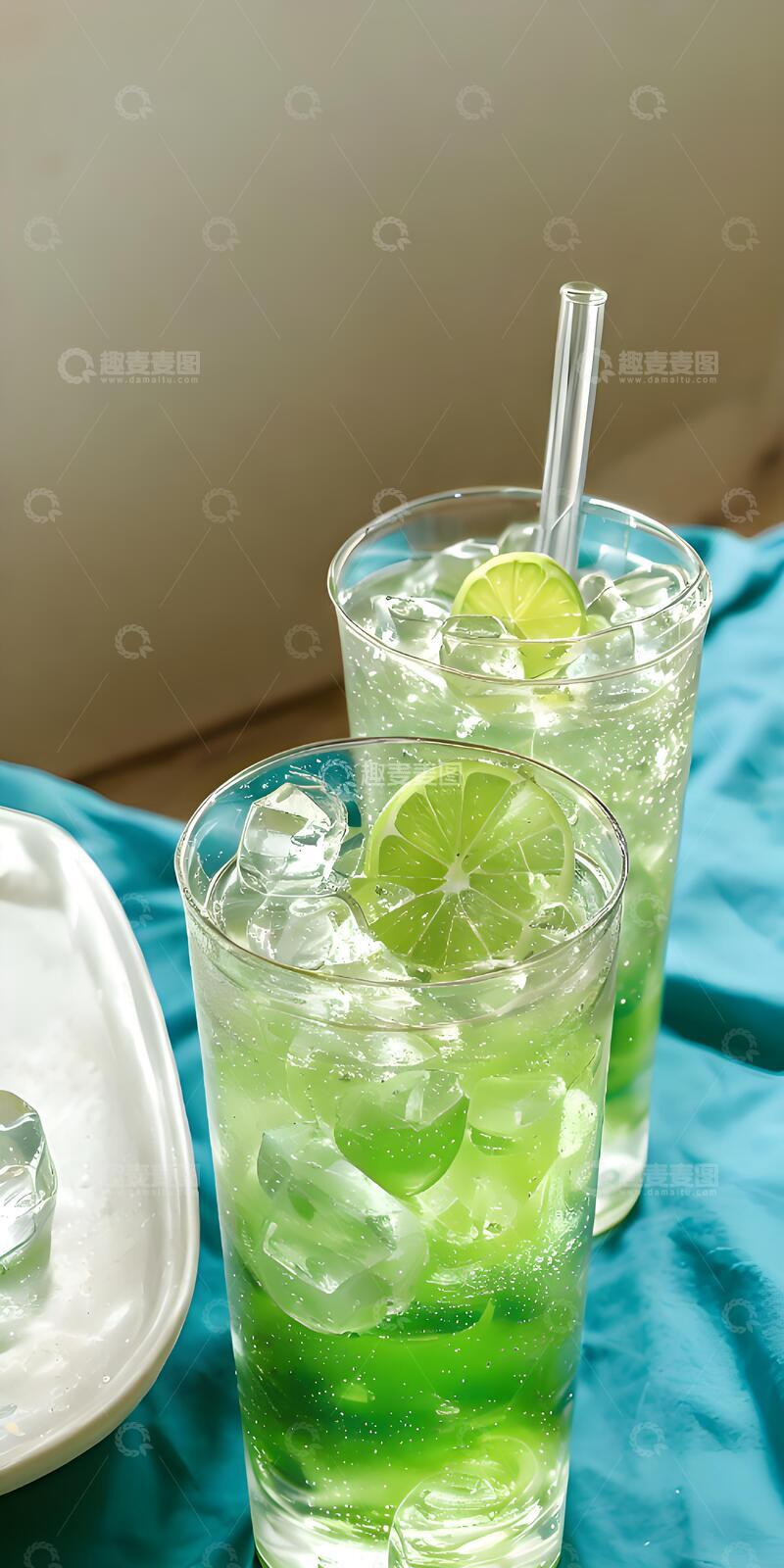 高清大图下载【趣麦麦图】夏日冰凉解暑清爽青柠薄荷水