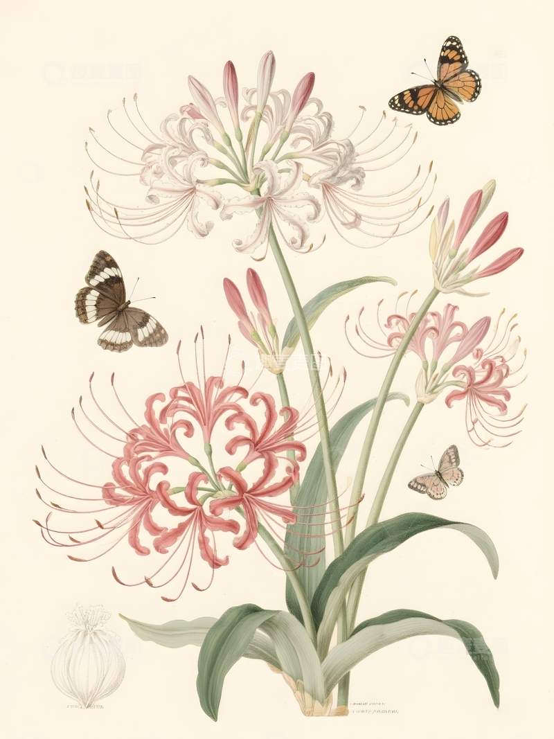 高清大图下载【趣麦麦图】彼岸花手绘插画装饰画