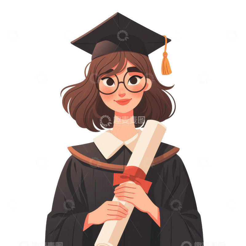 高清大图下载【趣麦麦图】拿着毕业证书的女孩
