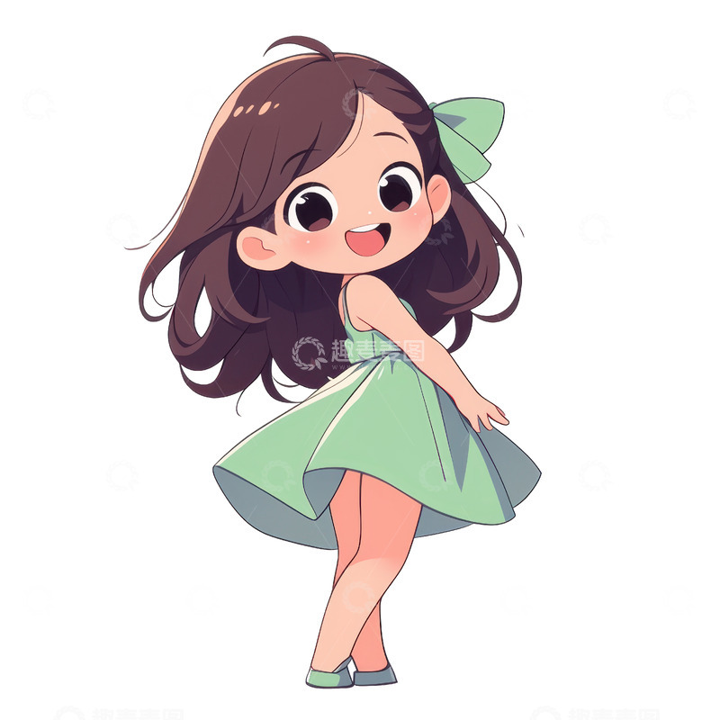高清大图下载【趣麦麦图】卡通简约跳舞的女孩