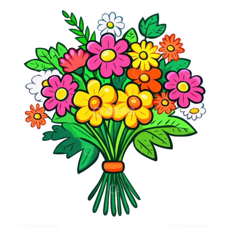 高清大图下载【趣麦麦图】卡通简约一束花朵
