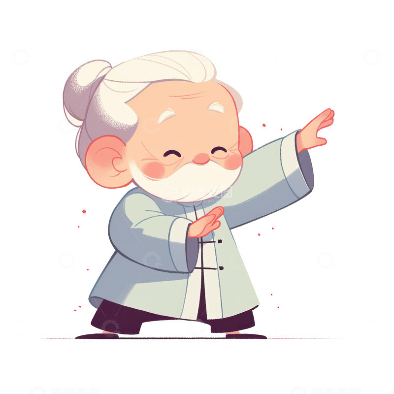 高清大图下载【趣麦麦图】卡通简约运动的老爷爷
